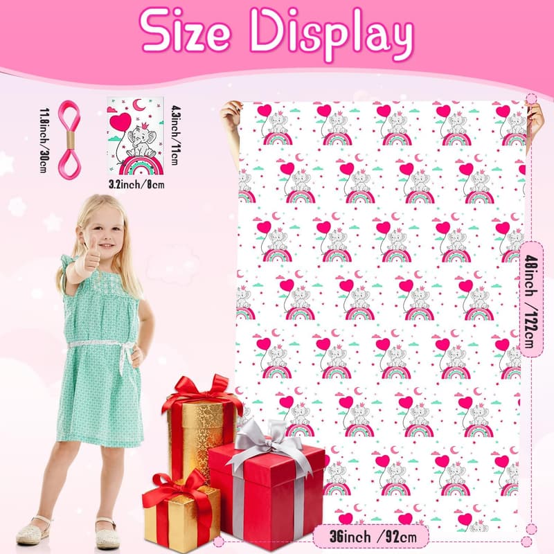 Extra Large Pink Elephant Gift Bag for Baby Shower (48 inch)