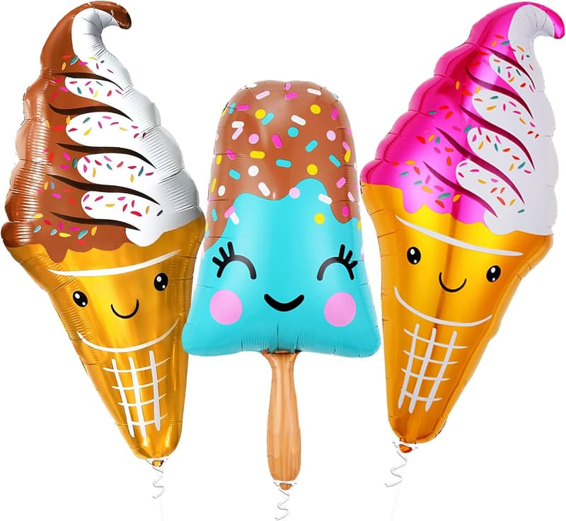 Ice Cream Party Popsicle Balloons - 39 Inch, Pack of 3