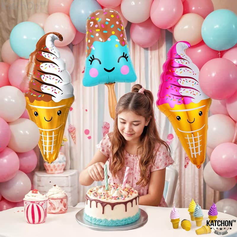 Ice Cream Party Popsicle Balloons - 39 Inch, Pack of 3