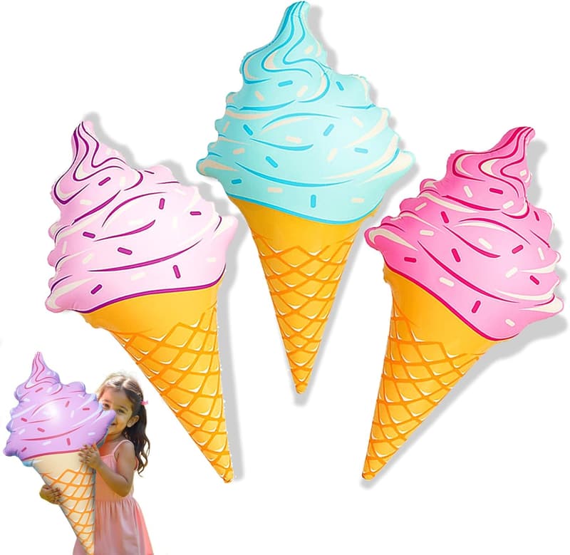 Giant Inflatable Ice Cream Cone for Summer Parties (Pack of 3)