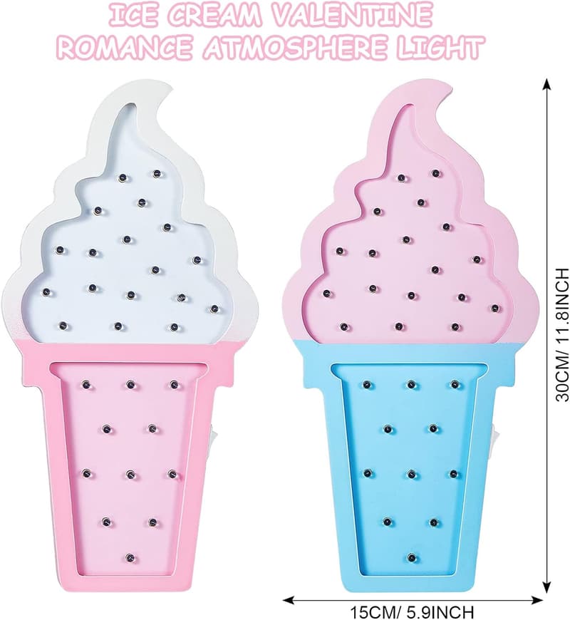 Valentine's Day Ice Cream LED Night Lights (2-Pack)