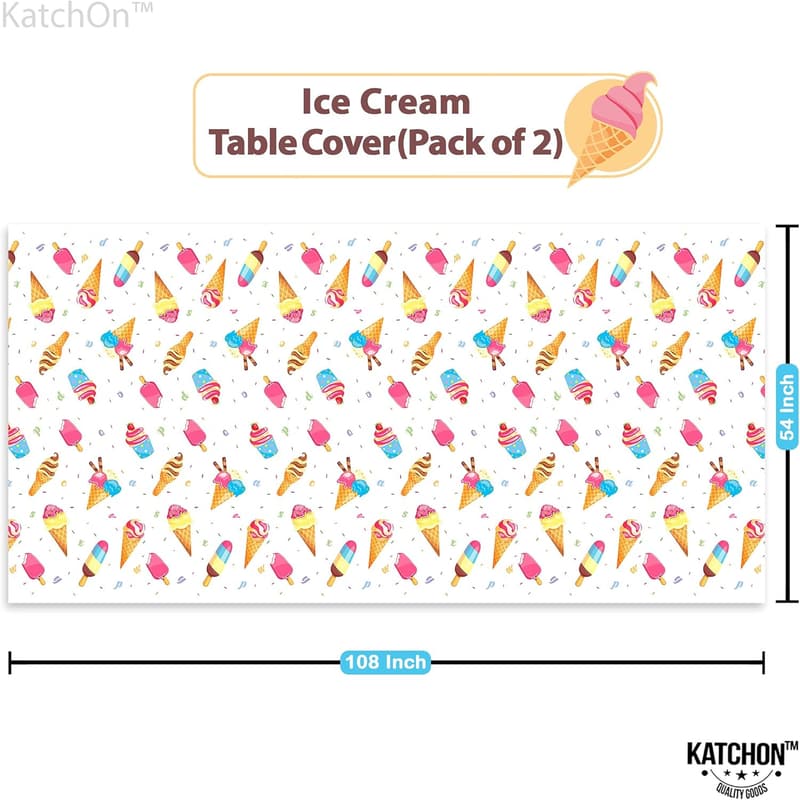 Ice Cream Party Tablecloth Set - 54x108 in, 2 PCS
