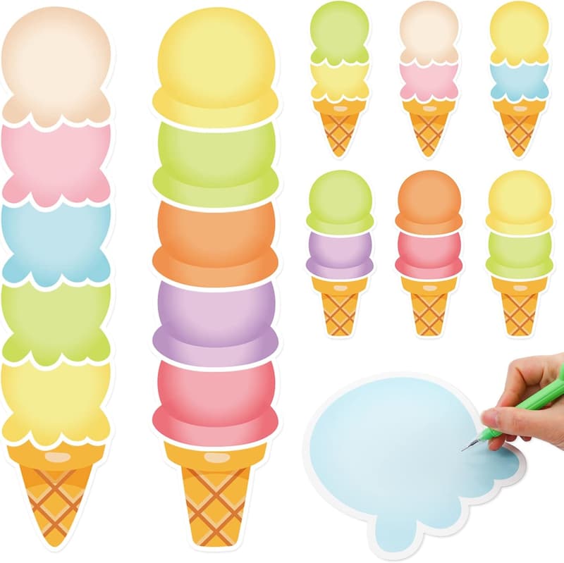 Colorful Ice Cream Cone Cut-Outs for Summer Classroom Decor