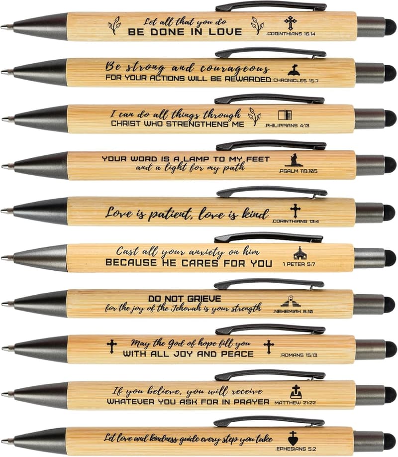 Inspirational Bible Stylus Pens Set for Father's Day (10 Count)