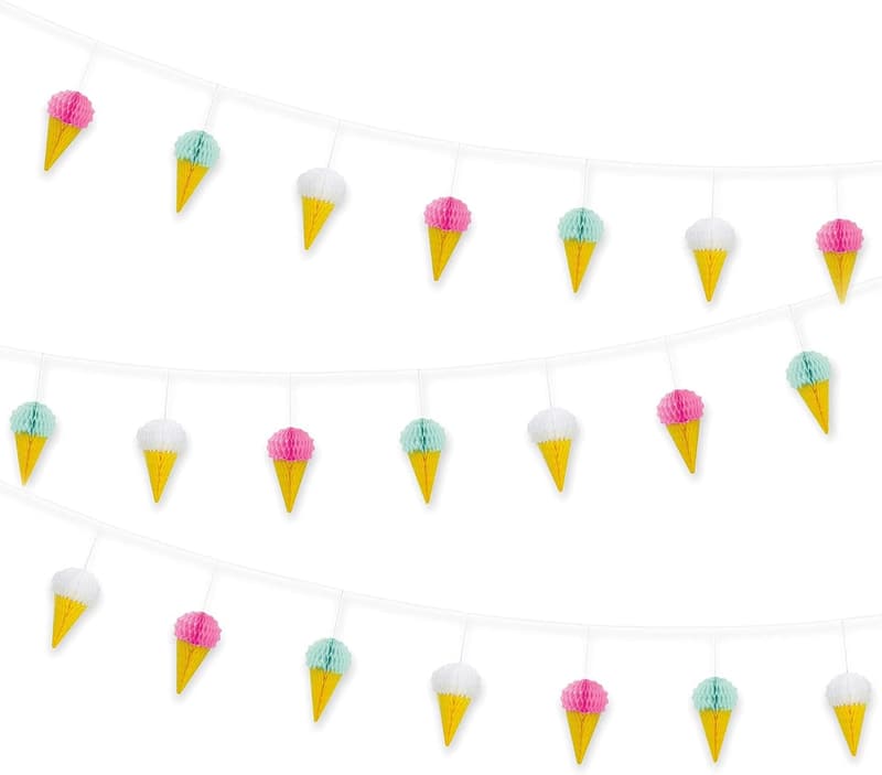 Colorful Honeycomb Ice Cream Garland - Premium Party Decor