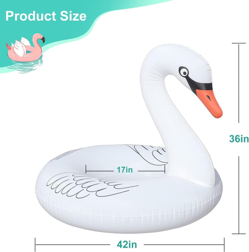 Solar-Powered Inflatable Swan Pool Float with Colorful Lights