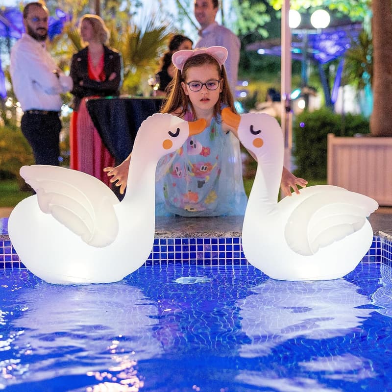 Solar-Powered Floating Pool Lights - Inflatable Flamingo & Swan Decor