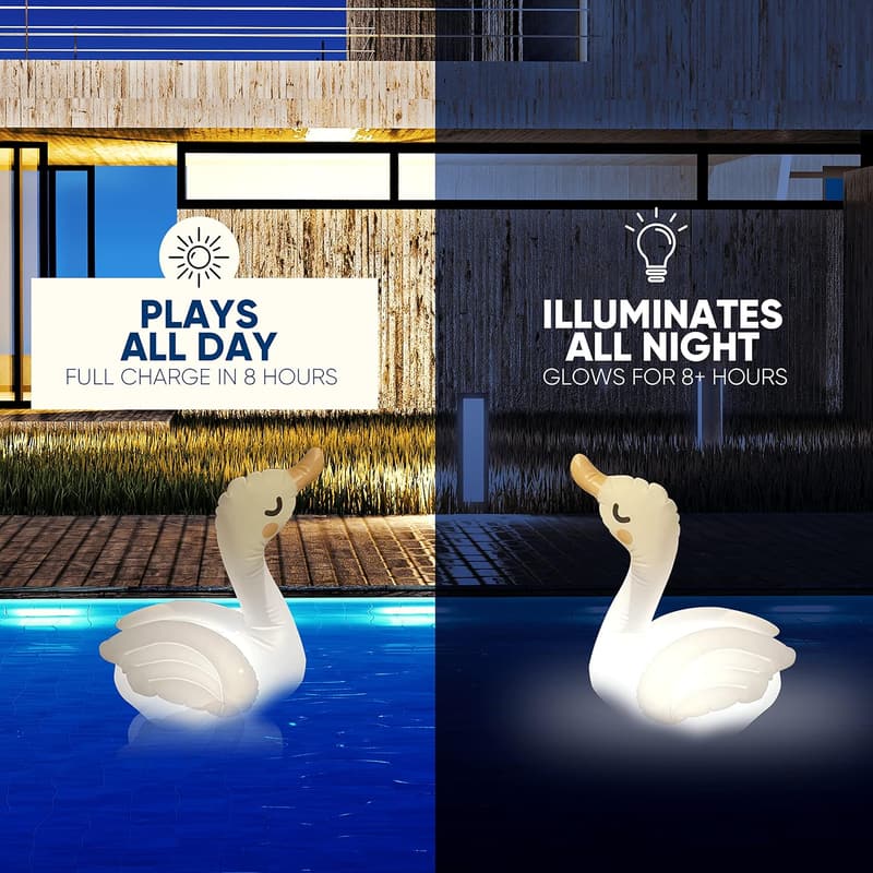 Solar-Powered Floating Pool Lights - Inflatable Flamingo & Swan Decor