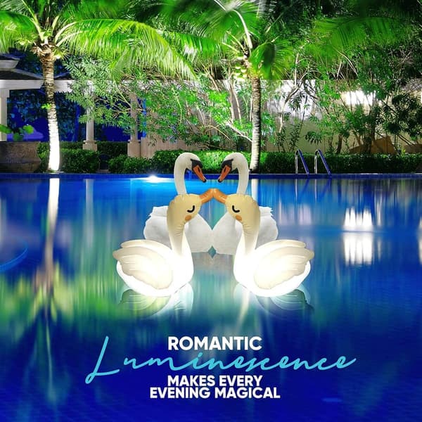 Solar-Powered Floating Pool Lights - Inflatable Flamingo & Swan Decor