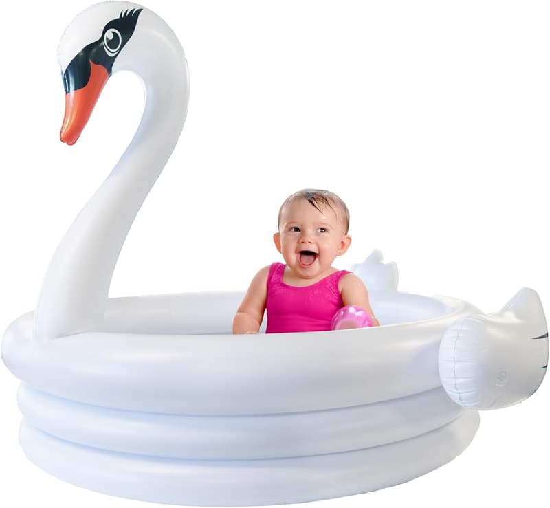 Inflatable White Swan Pool for Toddlers - Summer Fun for Kids