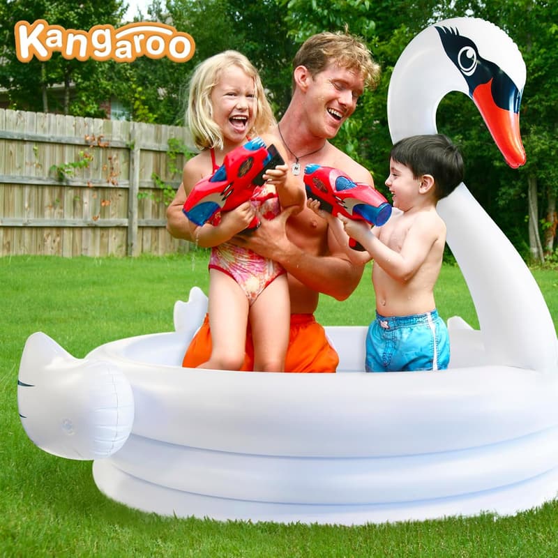 Inflatable White Swan Pool for Toddlers - Summer Fun for Kids
