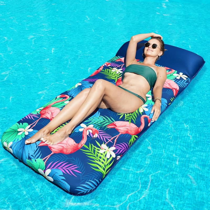 Inflatable Flamingo Pool Lounger - Extra Large Float with Headrest