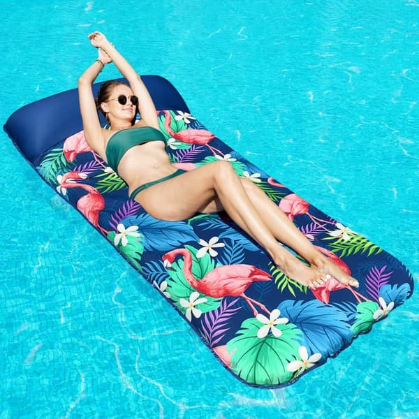 Inflatable Flamingo Pool Lounger - Extra Large Float with Headrest