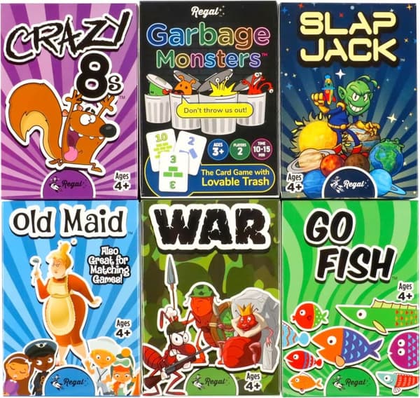 Kids' Card Game Set - Go Fish, Crazy 8's, Old Maid & More