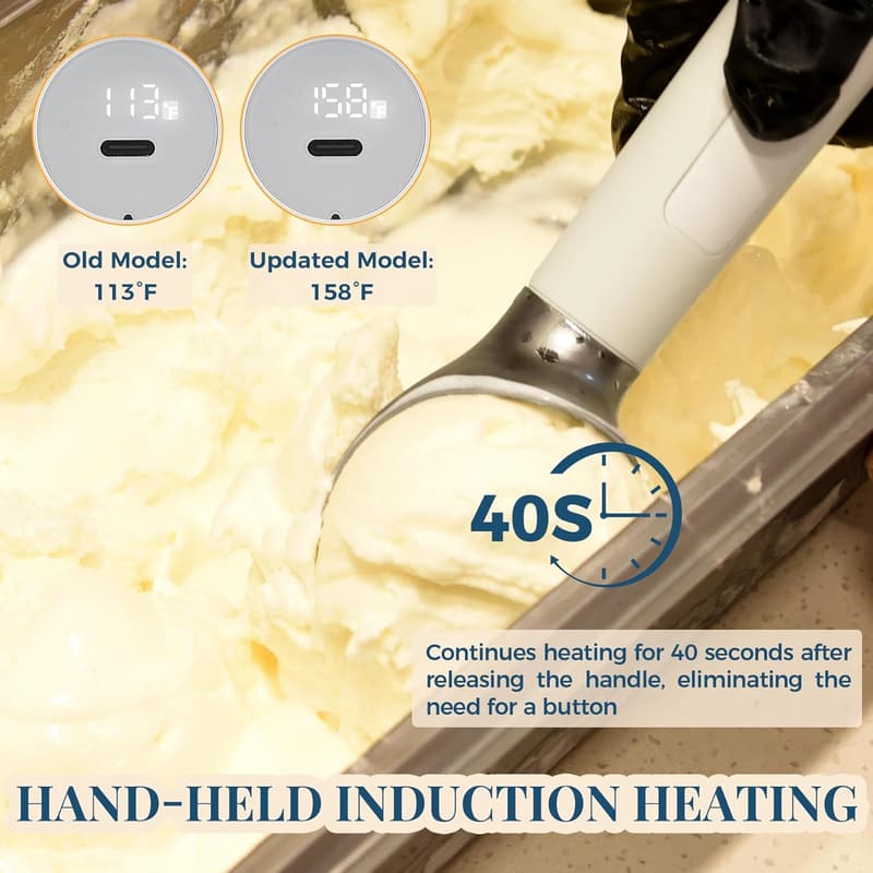 USB Rechargeable Heated Ice Cream Scoop with LED Display