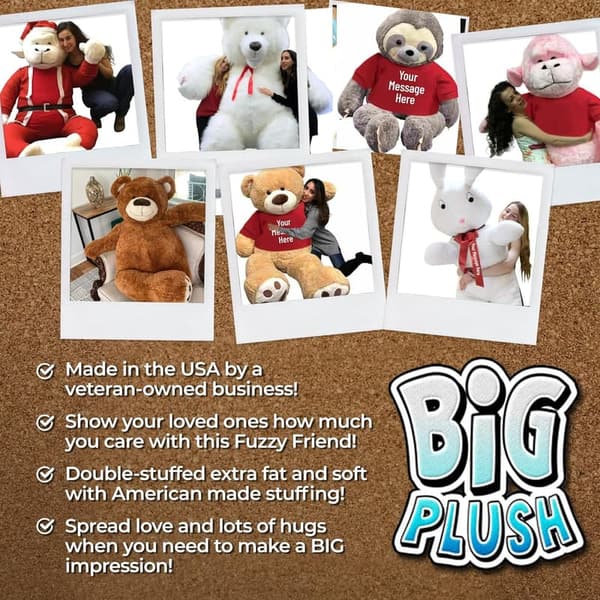Customizable 5ft Plush Teddy Bear - Personalized T-Shirt & Heart Pillow