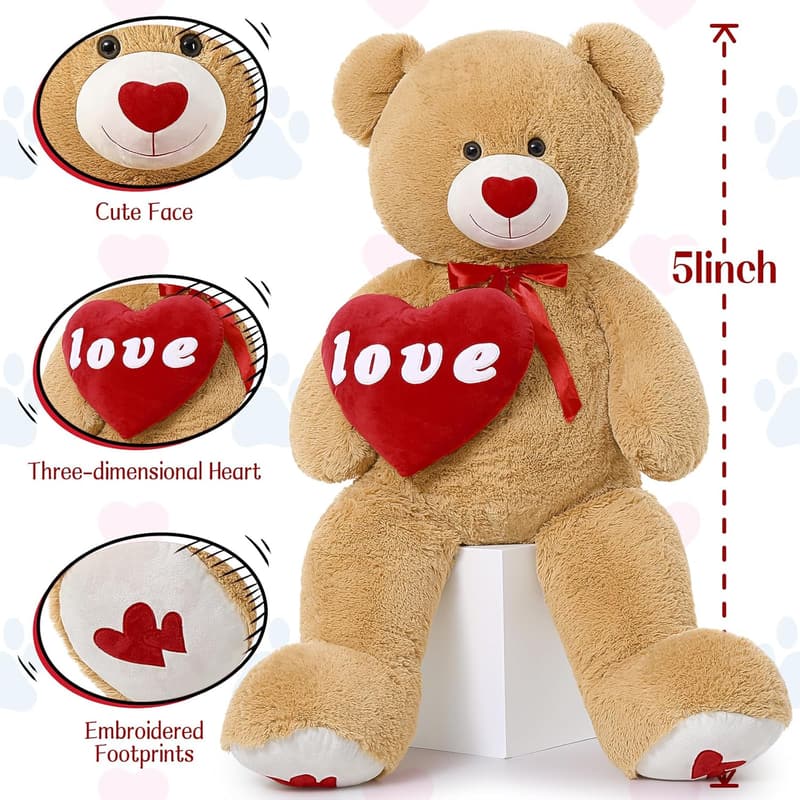 Valentine's Giant 4ft Teddy Bear Plush Gift for Couples