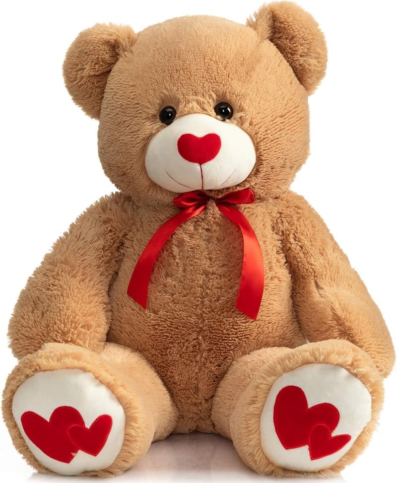 Large Teddy Bear Plush Toy with Red Heart - Perfect Gift for Kids & Girlfriend