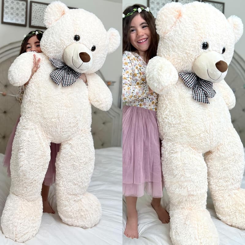 Giant 47-Inch White Plush Teddy Bear for Girlfriend or Kids