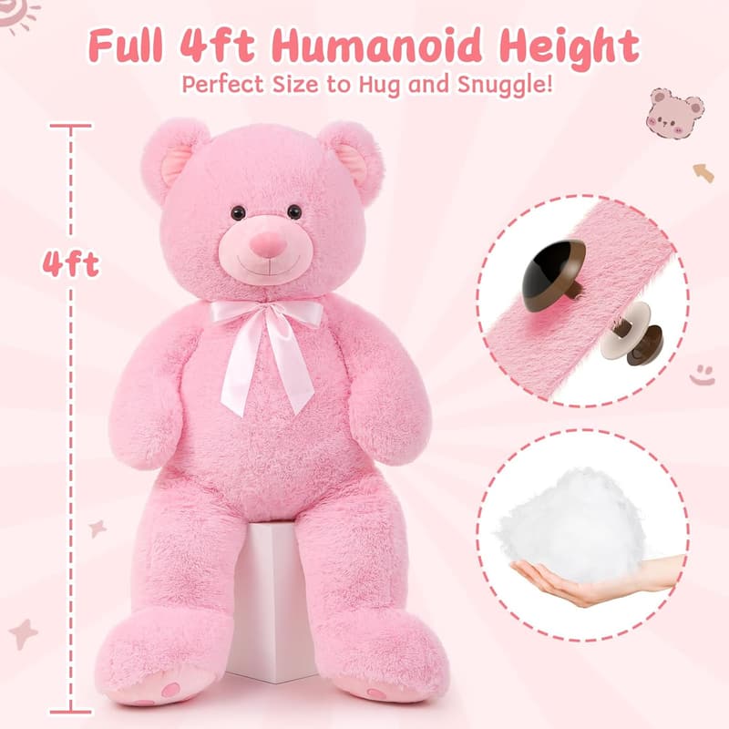 Giant 47-inch Pink Teddy Bear Plush for Baby Showers & Gifts