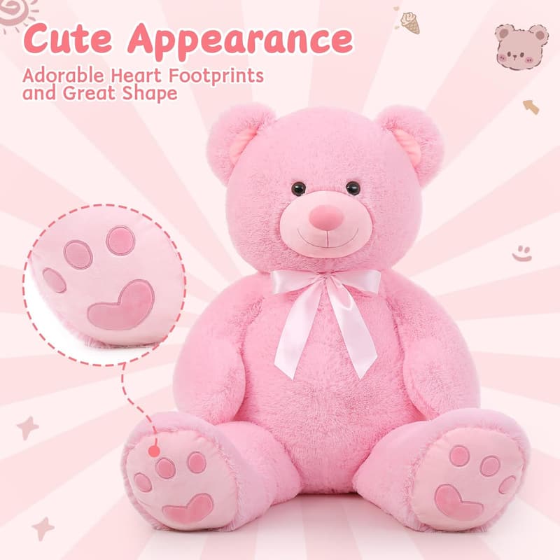 Giant 47-inch Pink Teddy Bear Plush for Baby Showers & Gifts