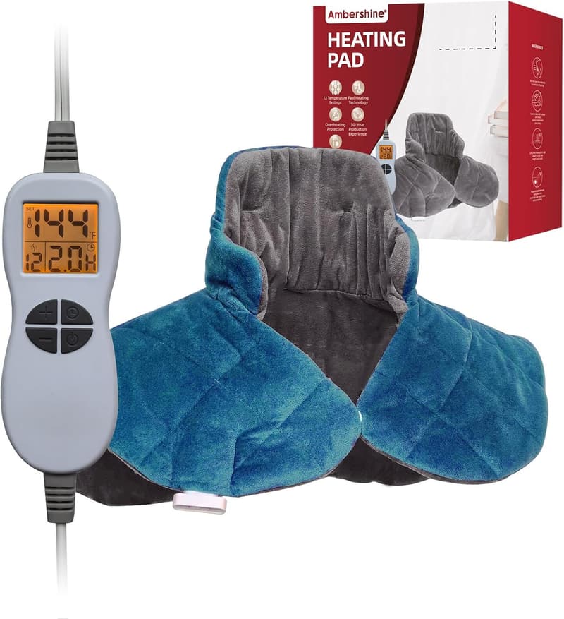 Weighted Neck & Shoulder Heating Pad with 12 Settings - Pain Relief