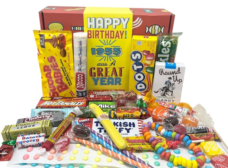 70th Birthday Retro Candy Gift Basket for Him or Her (1955)