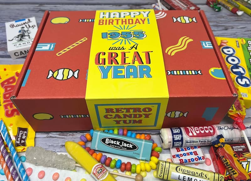 70th Birthday Retro Candy Gift Basket for Him or Her (1955)
