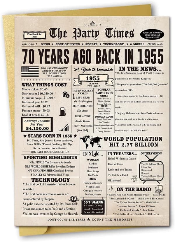 70th Birthday Jumbo Greeting Card for Mom & Dad