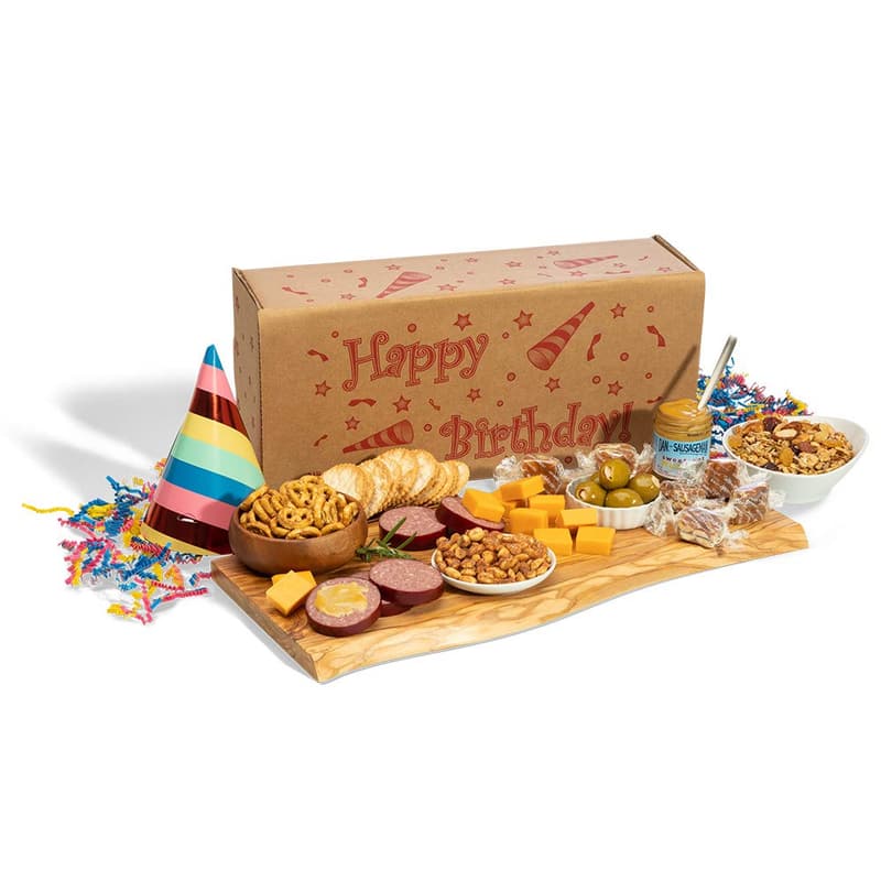 Birthday Gourmet Meat & Cheese Gift Box – 9-Item Snack Basket