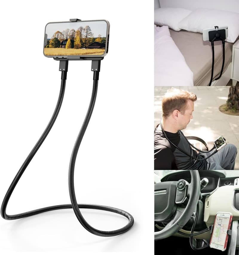 Universal Mobile Phone Stand with Flexible Mount - Black