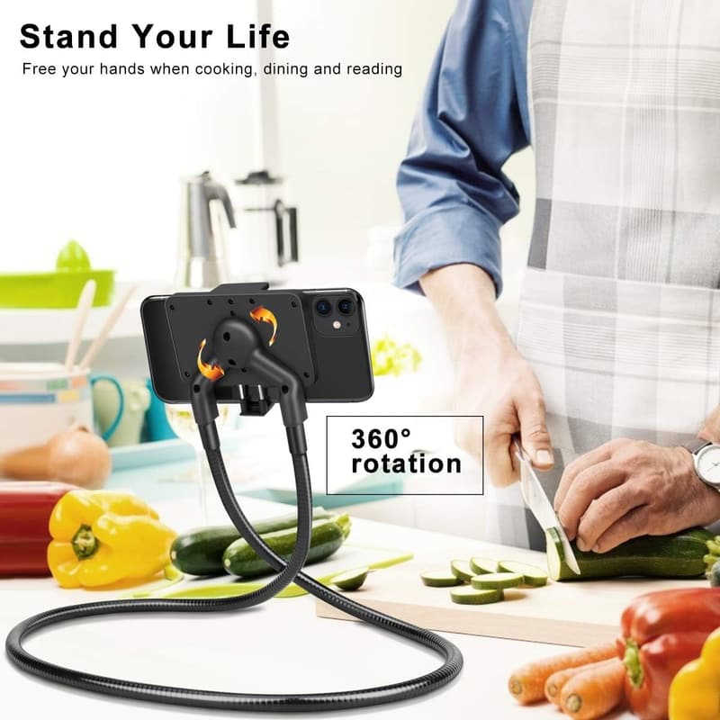 Universal Mobile Phone Stand with Flexible Mount - Black