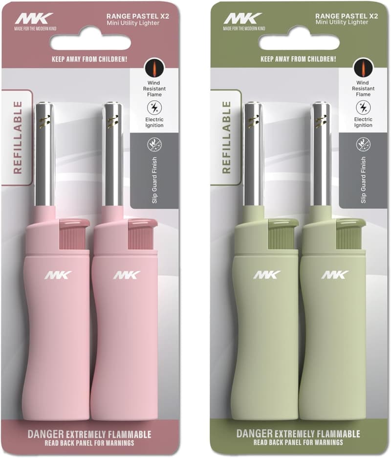 Butane Refillable Candle Lighter Set - Wind-Resistant, 4-Pack