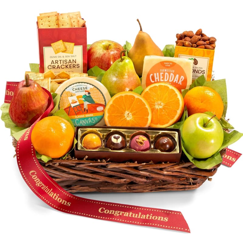 Congratulations Orchard Delight Fruit & Gourmet Gift Basket