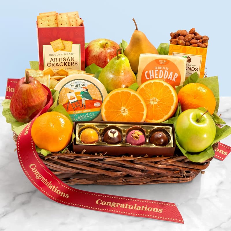 Congratulations Orchard Delight Fruit & Gourmet Gift Basket