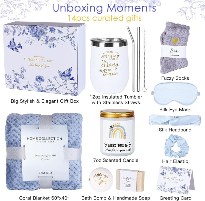 Get Well Soon Care Package for Women with Blanket & Treats