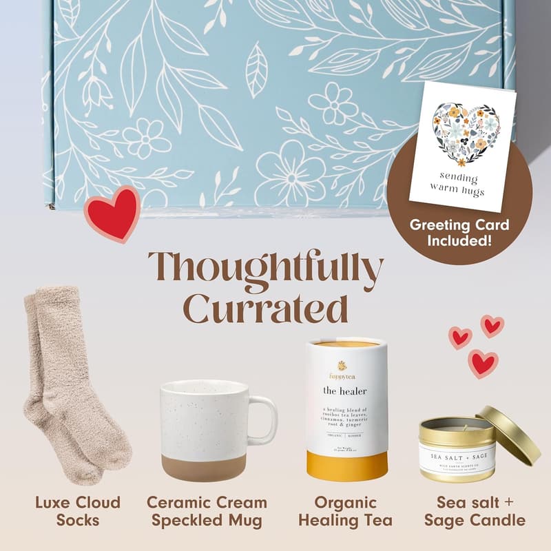 Get Well Soon Gift Basket for Women with Cozy Socks & Tea