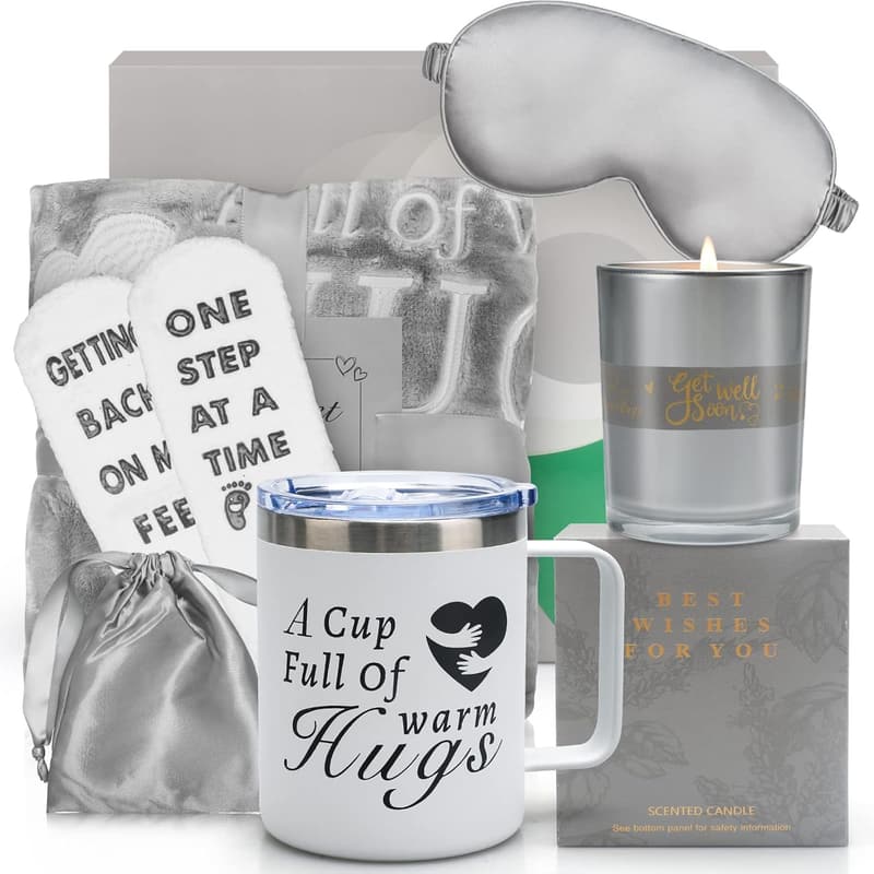 Get Well Soon Gift Basket for Women - Self-Care Set with Candle & Mug