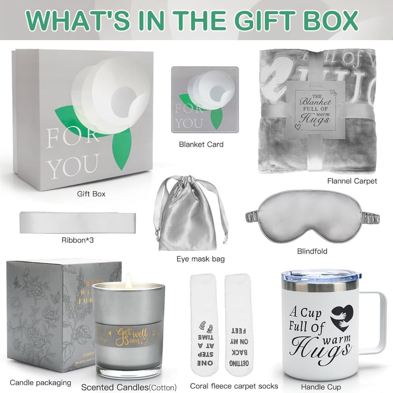 Get Well Soon Gift Basket for Women - Self-Care Set with Candle & Mug