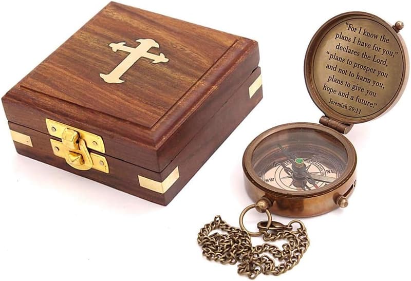 Jeremiah 29:11 Brass Engraved Compass - Christian Gifts for Kids