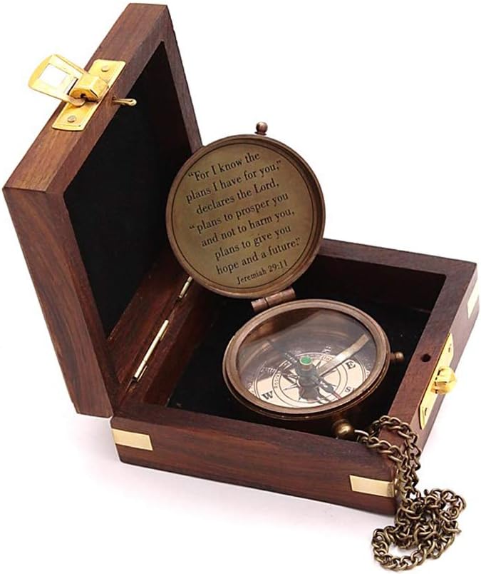 Jeremiah 29:11 Brass Engraved Compass - Christian Gifts for Kids
