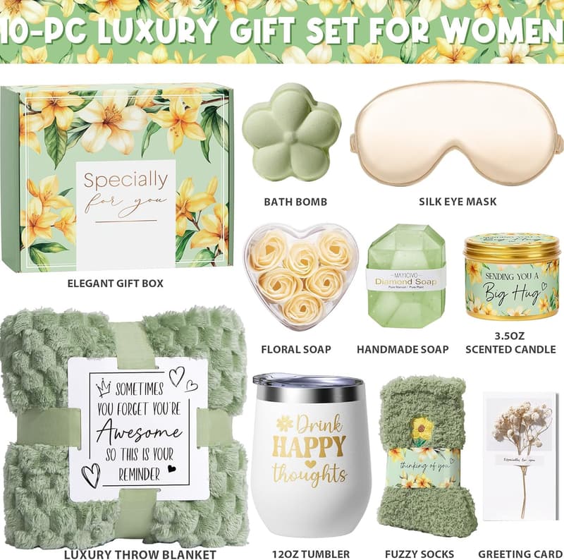 Relaxing Spa Gift Basket for Women - Vanilla Coconut Pampering Set
