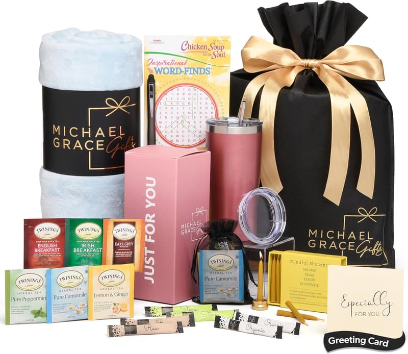Thoughtful Care Package for Him or Her - Luxury Blanket & Candles