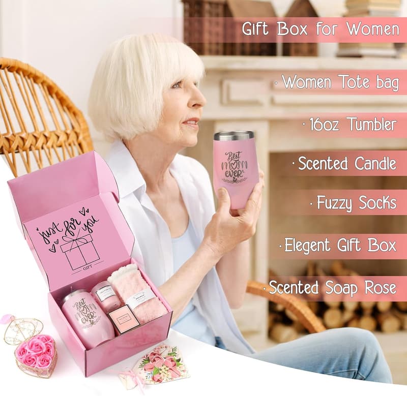 Mother's Day Gift Basket for Mom with Tote Bag and Tumbler