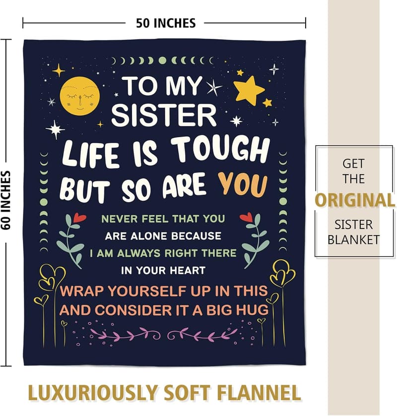 Sister Graduation Blanket - Soft Throw Gift for Birthdays