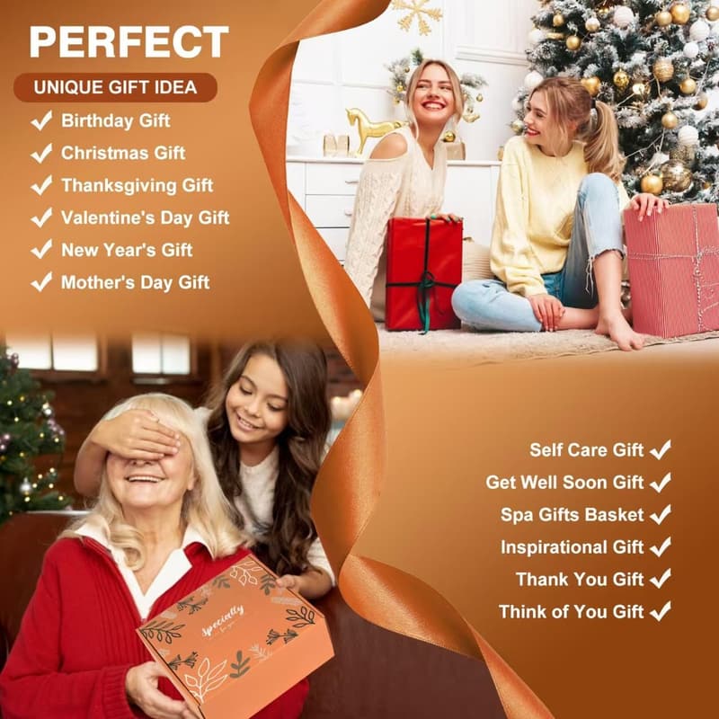 Birthday Gift Basket for Women with Spa Set & Cozy Blanket