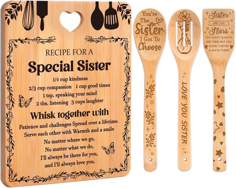 Sister Birthday Gift - Engraved Bamboo Cutting Board Set