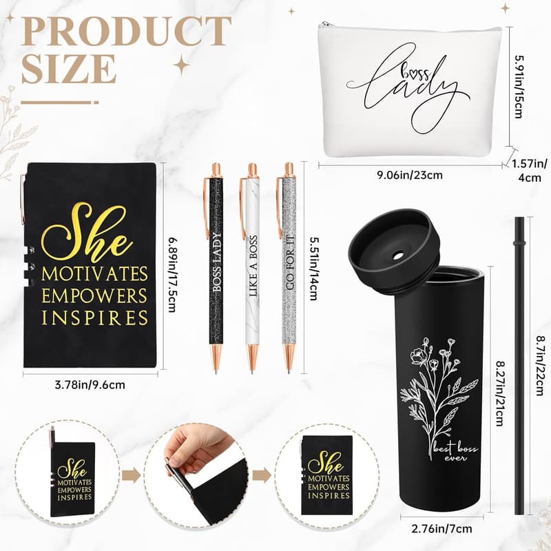 Boss Appreciation Gift Set for Women - 6-Pc Tumblers & Accessories