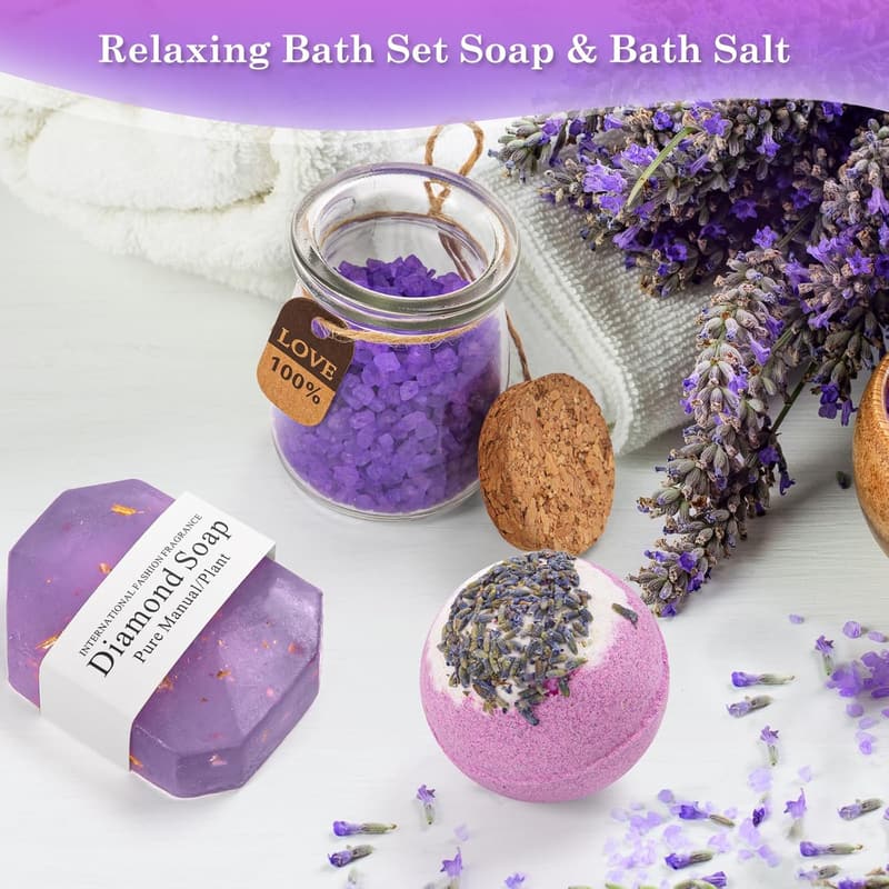 Lavender Spa Basket Gift Set for Women, Relaxing Mug & Tumbler