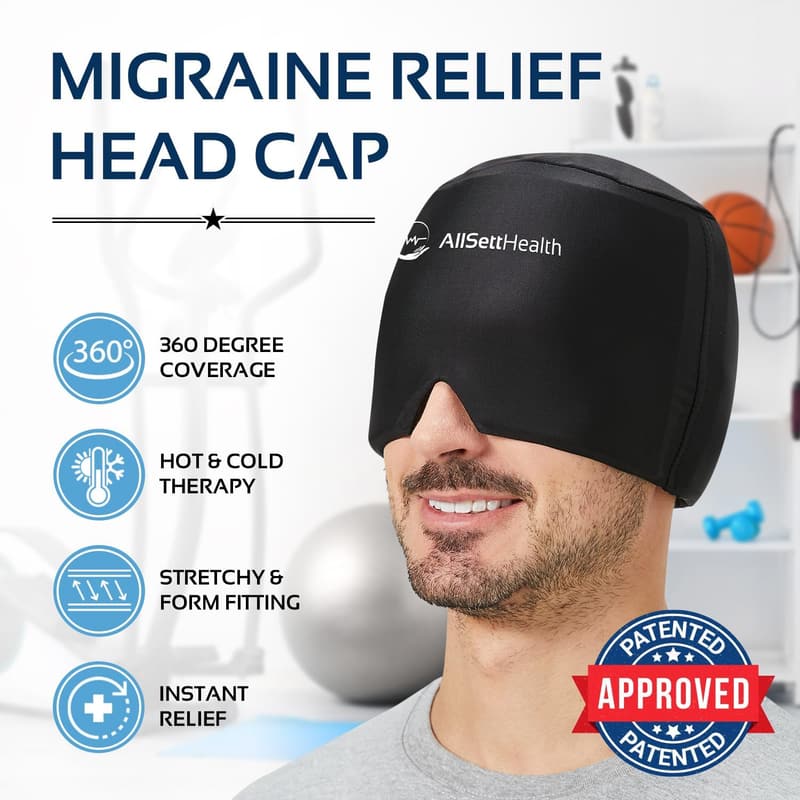 Migraine Relief Cap with Hot/Cold Gel Pack – FSA HSA Eligible